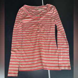 Old Navy Red and Tan Striped Long Sleeve Top